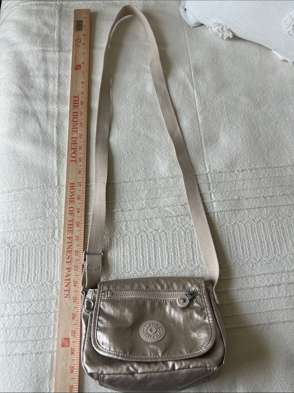 Kipling Metallic Taupe Crossbody Bag with Front Zip Pocket - Picture 11 of 13